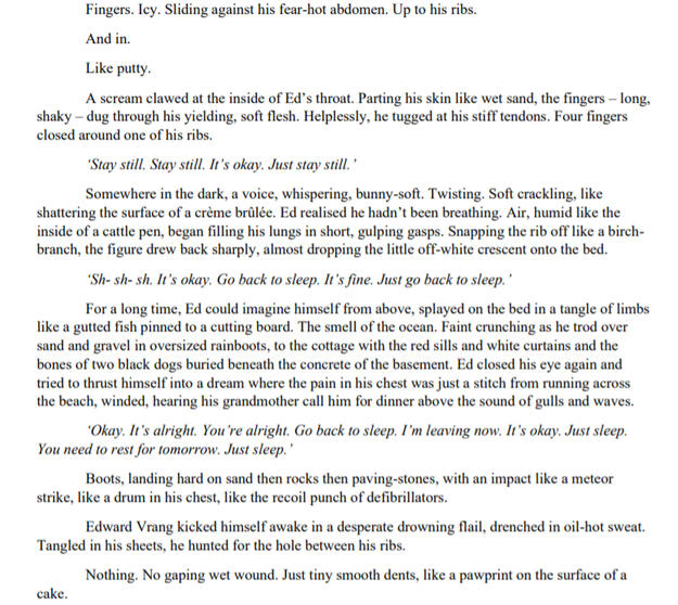 An excerpt from the beginning of The Feeding of Edward Vrang.