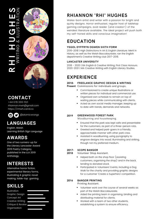 A drawing of a grey rabbit with short horns, winking.